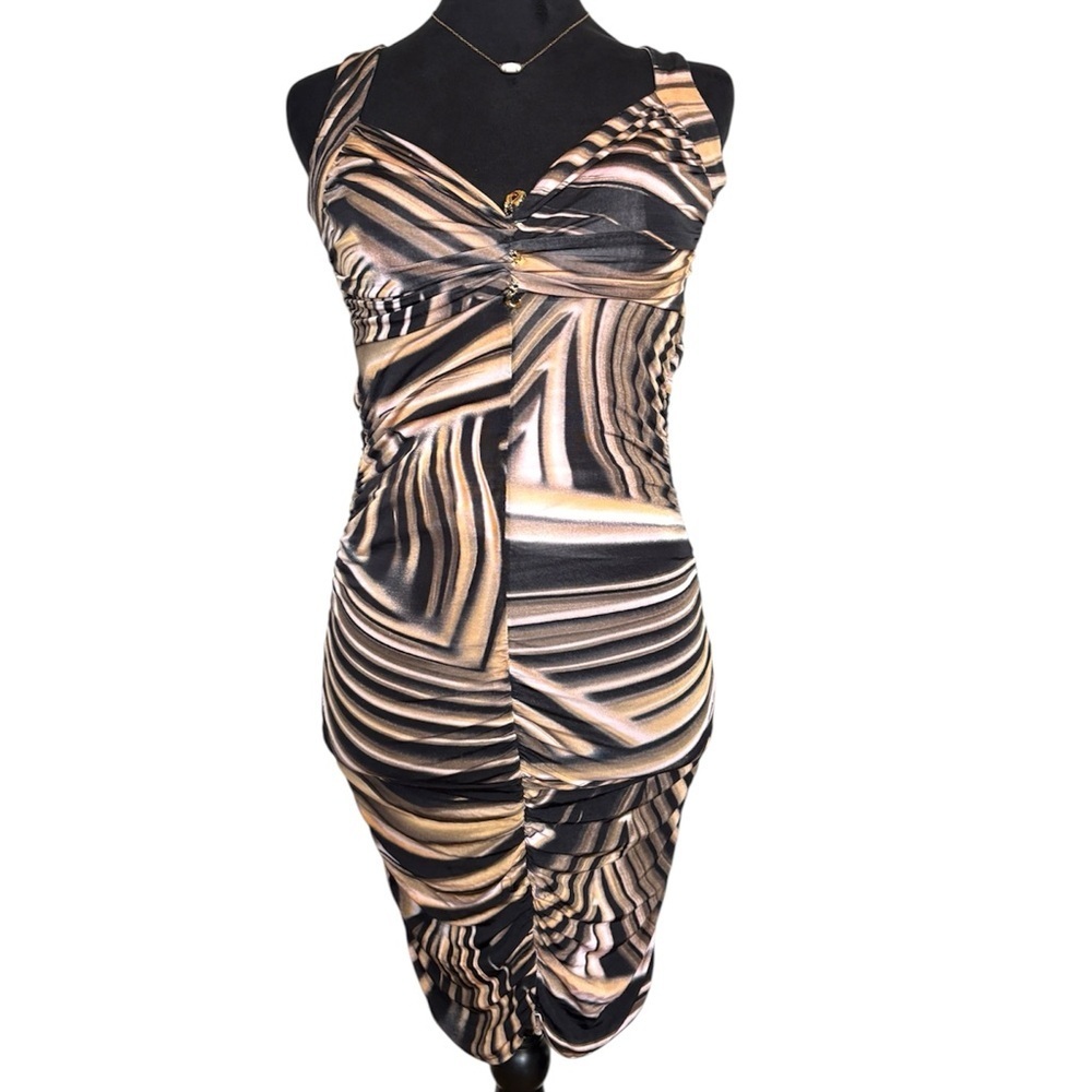 Cache Woman’s Small Y2K Brown and Black Patterned Mini Sleeveless Dress